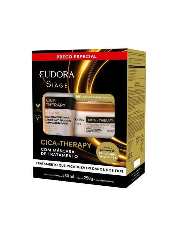 shampoo eudora siage 250ml + mascara cica therapy especial 250g